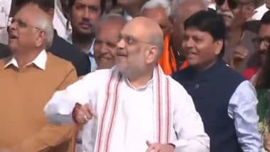 Amit Shah Flies Kite, Celebrates Makar Sankranti in Ahmedabad’s Society With Gujarat CM Bhupendra Patel (Watch Video)