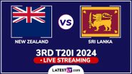 New Zealand vs Sri Lanka Free Live Streaming Online, 3rd T20I 2024: How To Watch NZ vs SL Cricket Match Live Telecast on TV?