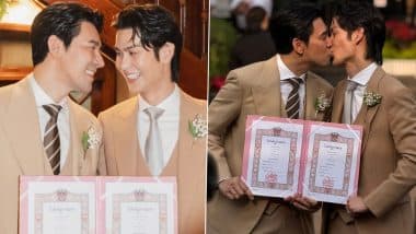 Thai Actors Apiwat ‘Porsch’ Apiwatsayree and Sappanyoo ‘Arm’ Panatkool Tie the Knot as Thailand’s Same-Sex Marriage Law Officially Comes Into Force (Watch Video & Pics)