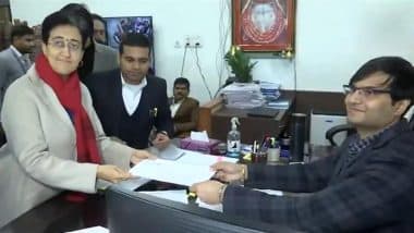 Atishi Nomination Filing: Delhi CM and AAP Candidate Files Her Nomination From Kalkaji Seat for Upcoming Assembly Election (Watch Video)