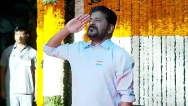 Republic Day Celebrations 2025: Telangana CM Revanth Reddy Unfurls National Flag at His Residence, Participates in Wreath-Laying Ceremony on 76th R-Day (Watch Video)