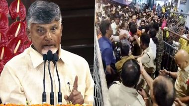 Andhra Pradesh Govt Announces INR 25 Lakh Ex-Gratia to Kin of 6 Devotees Who Died in Stampede During Ticket Distribution at Temple in Tirupati, CM Chandrababu Naidu Condoles Loss of Lives