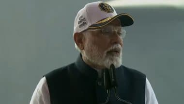 PM Narendra Modi Commissions 3 Naval Warships in Mumbai, Says ‘Frontline Naval Combatants Will Strengthen Country’s Efforts Towards Being Global Leader in Defence’ (Watch Video)