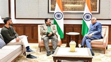 Virat Kohli and BCCI VP Rajeev Shukla Meet Vice President Jagdeep Dhankhar