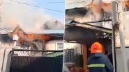 Jammu and Kashmir Fire: 1 Injured As Blaze Engulfs Government Quarter in Srinagar&rsquo;s Jawahar Nagar, Firefighters Rush to Scene (Watch Video)