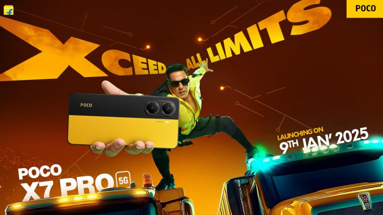 POCO X7 5G and POCO X7 Pro 5G Launch Tomorrow in India, Collaborates With Bollywood Actor Akshay Kumar; Check Expected Price, Specifications and Live Streaming Link of Upcoming POCO X7 Series Launch