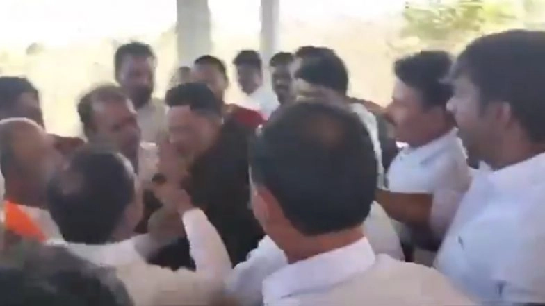 Telangana BJP MP Eatala Rajender Slaps Real Estate Agent for &lsquo;Exploiting&rsquo; Poor by Encroaching on Their Lands in Medchal-Malkajgiri District, Video Surfaces