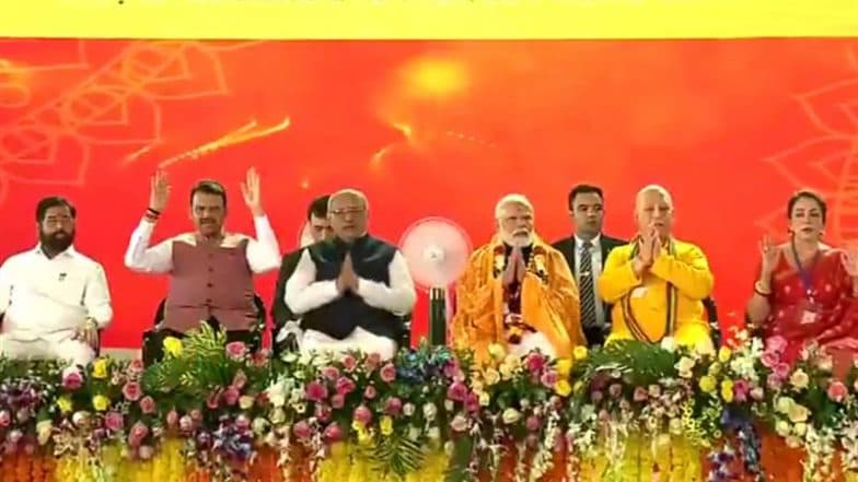 PM Modi Inaugurates ISKCON Temple: Prime Minister Narendra Modi Inaugurates Sri Sri Radha Madanmohanji Temple in Navi Mumbai’s Kharghar (Watch Video)