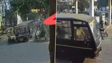 Kannauj Road Accident: Pregnant Woman Dies After UP Police Bus Collides with Motorcycle (Watch Video)