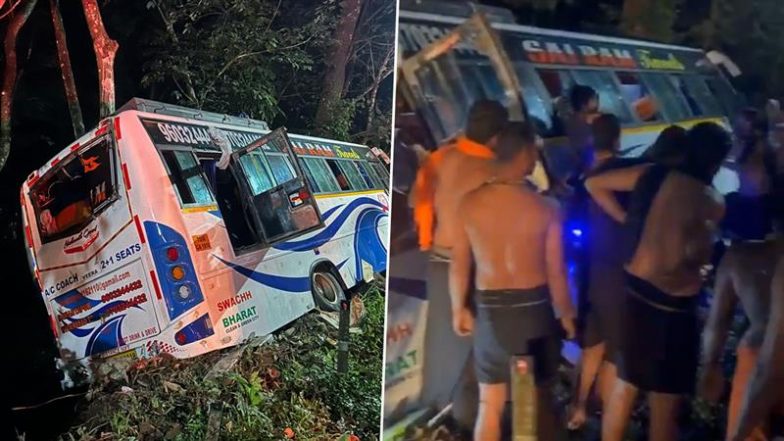 Kottayam: Bus Carrying Ayyappa Devotees to Sabarimala Temple Veers off ghat road near Kanmala Attivalam; Driver Killed, 30 people Injured (Watch videos)