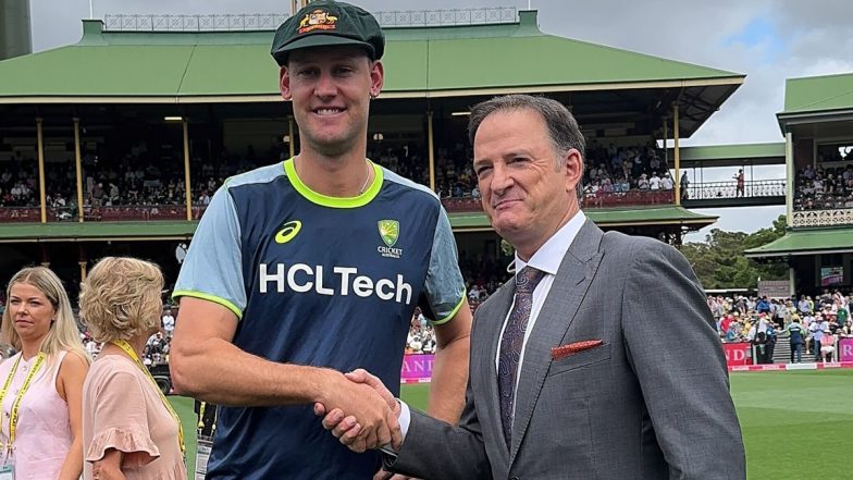 IND vs AUS 5th Test 2025: Australia All-Rounder Beau Webster Receives Baggy Green From Mark Waugh