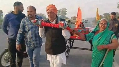 Elderly Son With Heart-Related Ailments Pulls Cart Carrying 92-Year-Old Mother To Fulfil Her Wish To Attend Maha Kumbh Mela, Earns &lsquo;Modern-Day Shravan Kumar&rsquo; Title (Viral Video)