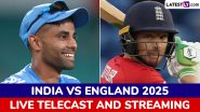 On Which Channel India vs England 2025 Live Telecast in India Will Be Available? How To Watch IND vs ENG T20Is and ODI Cricket Matches Free Live Streaming Online?