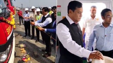 Mumbai: Union Minister Sarbananda Sonowal Launches INFR 2,000 Crore Projects To Expand Capacity at Jawaharlal Nehru Port (Watch Video)