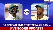 South Africa vs Pakistan Live Score Updates of 2nd Test 2024-25 Day 4: Get Live Commentary and Full Scorecard Online of SA vs PAK Cricket Match