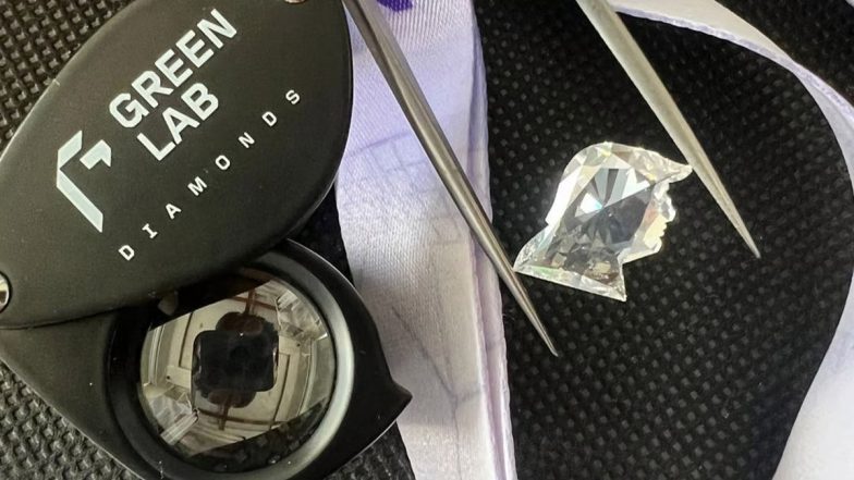 India’s Special Gift for White House: Mumbai-Based Green Labs Jewellery Company Crafts Donald Trump-Shaped Diamond To Symbolise Strong India-US Ties (See Pic)