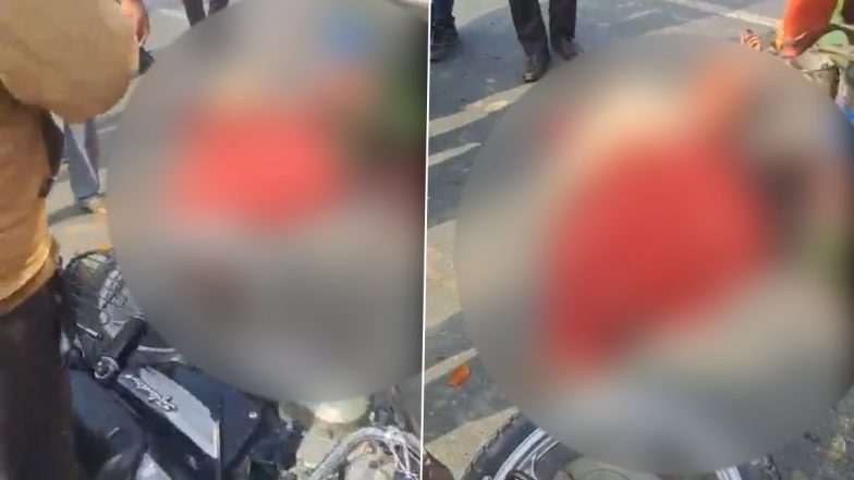 Agra Road Accident: 2 Dead, 1 Critically Injured After Speeding Truck Hits Motorcycle, Disturbing Video Surfaces