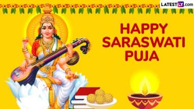 Saraswati Puja 2025 Images and HD Wallpapers for Free Download Online: Celebrate the Auspicious Festival With Basant Panchami Greetings, Wishes and Messages