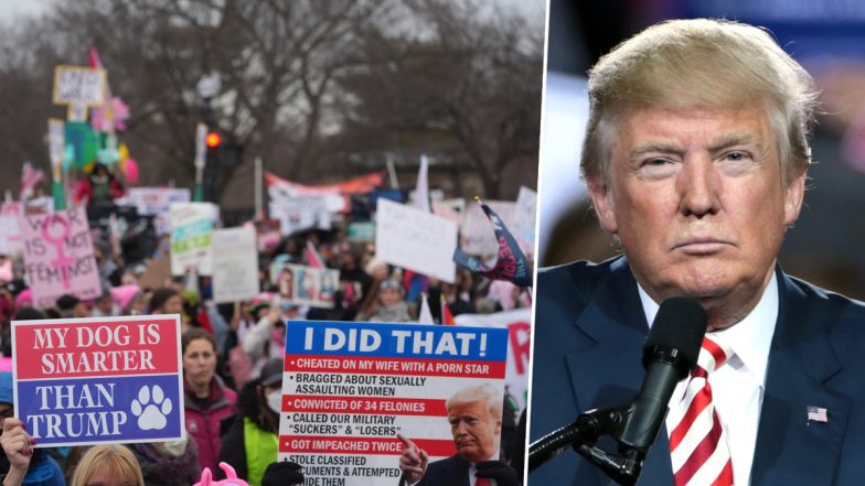 Donald Trump Inauguration Day 2025: Protesters Gather in Washington DC To Oppose US President-Elect; Raise Issues of Women’s Rights, LGBTQ Protection (See Pics)