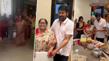 Chiranjeevi Celebrates MotherAnjana Devi’s Birthday With Heartwarming Family Gathering, Ram Charan and Upasana Join In (Watch Video)