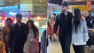 Hrithik Roshan and Saba Azad Dish Out Couple Goals at Airport As They Return to Mumbai After Celebrating New Year in Dubai (Watch Video)