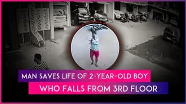 Thane: Man Saves 2-Year-Old Boy After He Falls From 3rd Floor of a 13-Storey Building in Dombivli, Video Surfaces