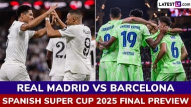 Real Madrid vs Barcelona Spanish Super Cup 2025 Final Preview: Key Battles, H2H and More About Supercopa de Espana El Clasico in Jeddah