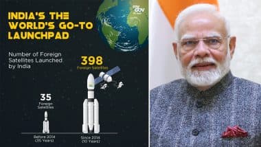 ‘India World’s Go-To Launch Pad’: PM Narendra Modi Shares 3 Infographics Showing Record Number of Foreign Satellites Launched From Country in a Decade