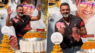 Bobby Deol Birthday: ‘Animal’ Actor Cuts 12 kg Giant Ladoo to Celebrate His Special Day With Fans (Watch Video)