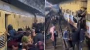 Jhansi: Chaos at Virangana Lakshmibai Railway Station After Platform for Maha Kumbh Mela Special Train Changed ‘Abruptly’, Passengers Jump on Tracks to Catch Train (Watch Video)