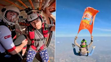 Anamika Sharma Invites the World to Maha Kumbh Mela 2025 by Waving Flag 13,000 Feet Over Bangkok (Watch Video)