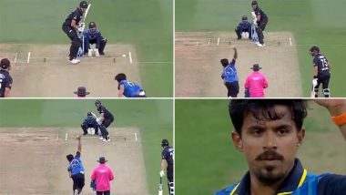 Maheesh Theekshana Claims Maiden One-Day Hat-Trick For Sri Lanka, Dismisses Mitchel Santner, Nathan Smith, and Matt Henry To Register Feat During NZ vs SL 2nd ODI 2024-25 (Watch Video)