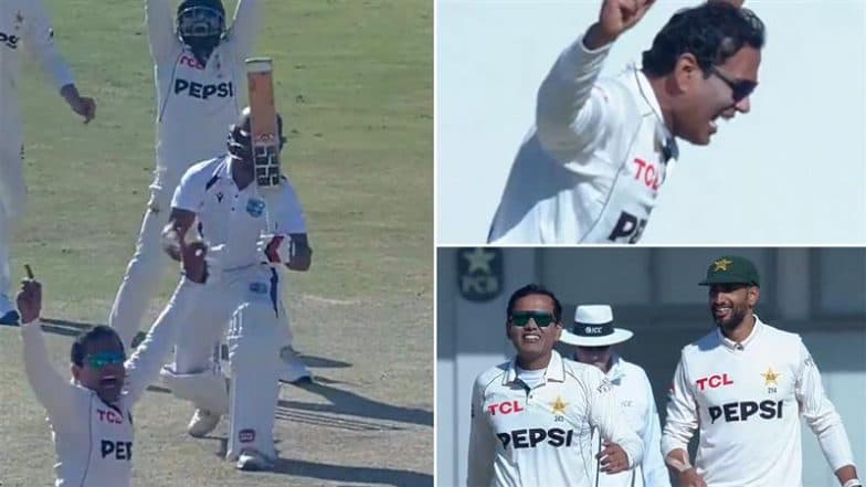 Noman Ali Hat-Trick Video: Watch Pakistan Cricketer Register Unique Record As He Dismisses Justin Greaves, Tevin Imlach, and Kevin Sinclair in Consecutive Deliveries During PAK vs WI 2nd Test 2025