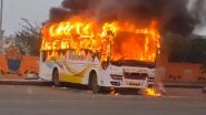Mathura Bus Fire: Private Bus Carrying Pilgrims to Prayagraj Maha Kumbh Catches Fire in Uttar Pradesh, 1 Killed (Watch Video)