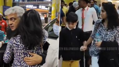 Ajith Kumar Hugs Wife Shalini and Kisses Son Aadvik in Sweet Moment Before Departing for Dubai 24 Hours Race (Watch Video)