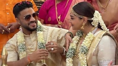 Raftaar Marries Manraj Jawanda! Rapper Adorably Looks at His Bride in FIRST Picture From Their Traditional South Indian Wedding Ceremony (See Pic)