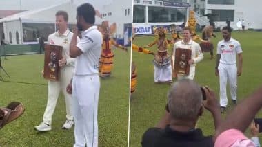 Steve Smith, Dhananjaya de Silva Bring Test Series Trophy in Unique Style Ahead of SL vs AUS 1st Test 2025 (Watch Video)