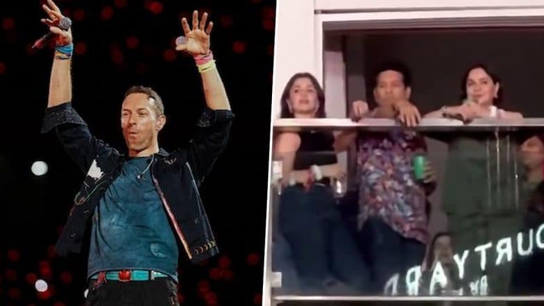 Coldplay Mumbai Concert: Sachin Tendulkar Attends Day 1 of British Band’s Show With Wife Anjali Tendulkar and Daughter Sara Tendulkar at DY Patil Stadium (Watch Video)