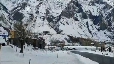 India News | Himachal Pradesh: Heavy Snowfall Disrupts Life in Lahaul-Spiti