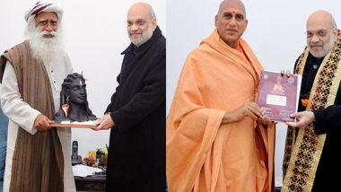 India News | Home Minister Amit Shah Meets Sadhguru, Swami Avdheshanand Giri