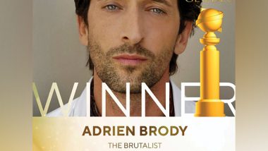 Entertainment News | Adrien Brody Clinches First Golden Globe for 'The Brutalist' at 2025 Awards