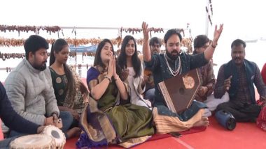 India News | Classical Music and Dance Troupe Perform at Prayagraj's Sangam Ghat, Promote Cleanliness and 'Sanatan' Philosophy Ahead of Maha Kumbh 2025