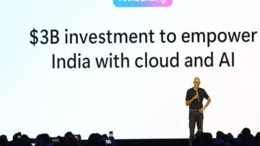 Business News | Microsoft to Invest USD 3 Billion in India to Expand AI, Cloud Infra