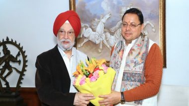 India News | Uttarakhand CM Meets Union Minister Hardeep Puri, Invites Him for National Games in State