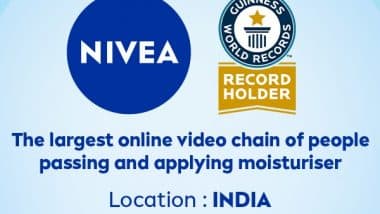 Business News | NIVEA India Sets a GUINNESS WORLD RECORDS With Largest Online Video Chain of People Passing and Applying Moisturiser