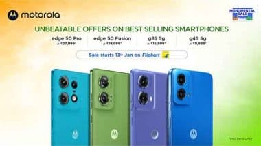 Business News | Motorola's Bestselling Smartphones Including Edge50 Fusion Will Be Available at Discounted Prices at Flipkart's Monumental Sale Starting 13th January