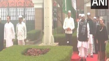 India News | Congress Flag Unfurls at New HQ:  Mallikarjun  Kharge, Sonia Gandhi, Rahul Gandhi Mark Moment