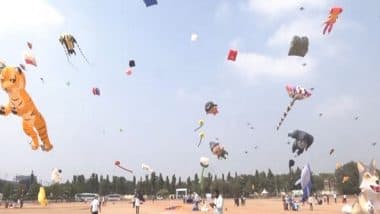 India News | Hyderabad: Enormous Kites Paint Skies on Last Day of International Kite, Sweet Festival