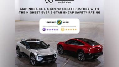 Business News | Mahindra BE 6, XEV 9e Achieves Highest Ever 5-star Bharat-NCAP Safety Rating