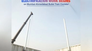 India News | Railway Minister Ashwini Vaishnaw Announces Installation of Electrical Masts for Bullet Train